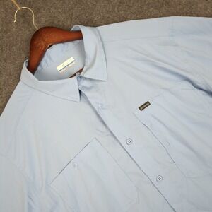Columbia Mens XL TGL Short Sleeve Button Up Shirt Light Blue Omni Shade